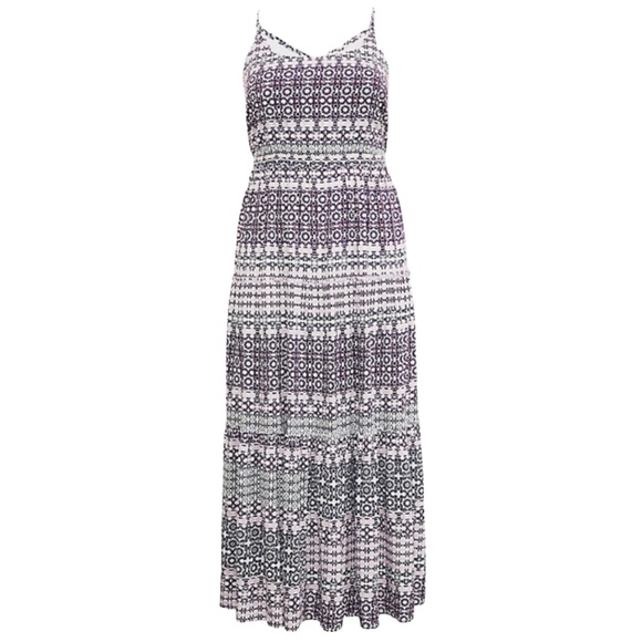 Torrid Maxi Challis Tiered Dress in Multicolored Geometric Print Size 1 (14/16) - Picture 5 of 8